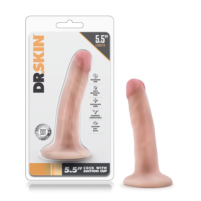 Dr Skin 5 5in Dildo W Suction Cup Vanilla Blush Satisfaction