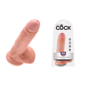 King Cock 7in Dildo W Balls Beige Pipedream Satisfaction