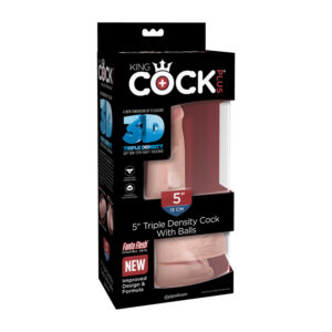 King Cock Plus 5in Triple Density Dildo W Suction Cup Beige