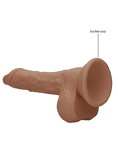 RealRock 7in Realistic Dildo W Balls Tan Shots Satisfaction