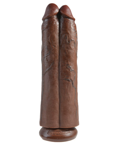 King Cock Two Cocks One Hole 11 Inch Dildo Brown
