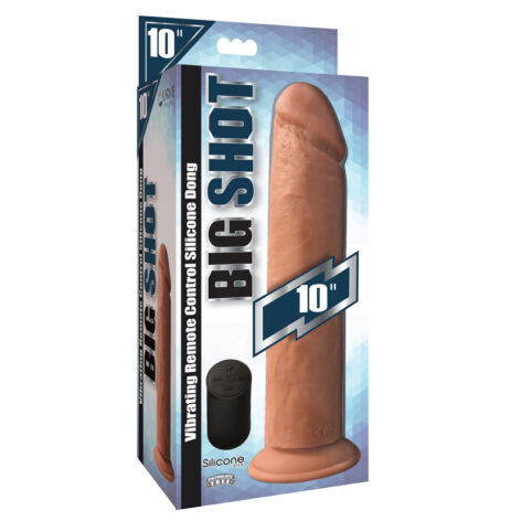 Big Shot 10" Vibrating Dildo Remote Control Beige