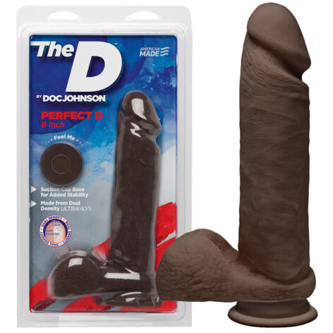 Perfect D 8in Dildo w/Balls Chocolate, Doc Johnson